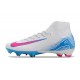 Nike Air Zoom Mercurial Superfly 10 Elite FG Blanc Bleu Rose